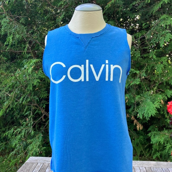Calvin Klein Performance Sleeveless Sweatshirt – Blue, Size S/M - Picture 1 of 6